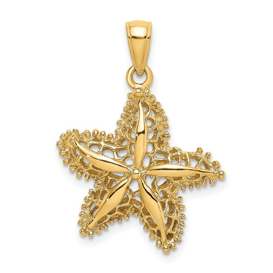 10K Yellow Gold Starfish Filigree Charm