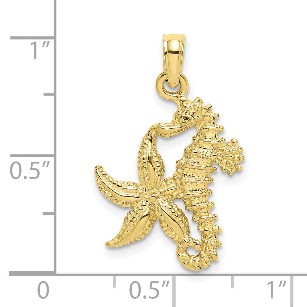 10K Yellow Gold 10K Starfish And Seahorse Charm