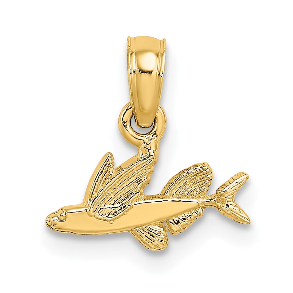 10K Yellow Gold 10K Mini Flying Fish Charm