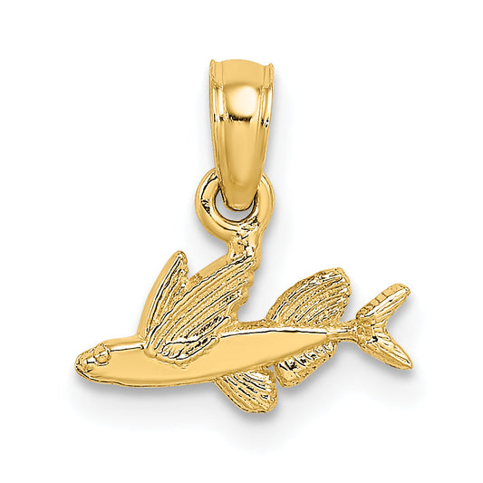 10K Yellow Gold 10K Mini Flying Fish Charm