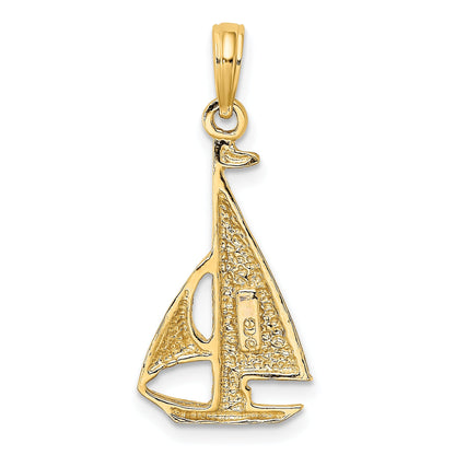 10K Yellow Gold 10K 2-D Polished Sailboat Charm