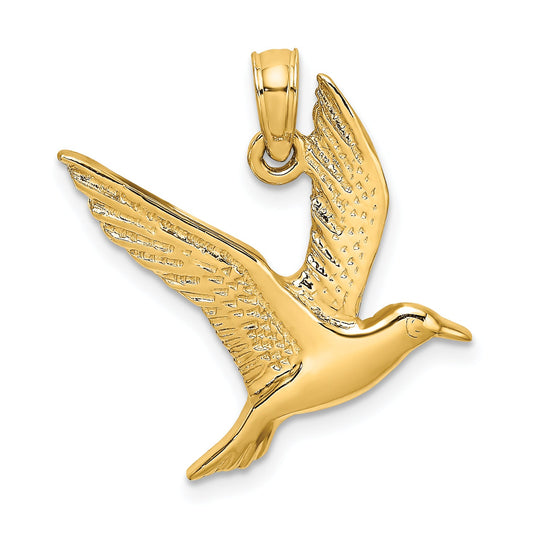 10K Yellow Gold 10K Polished And 2-D Seagull Flying Charm