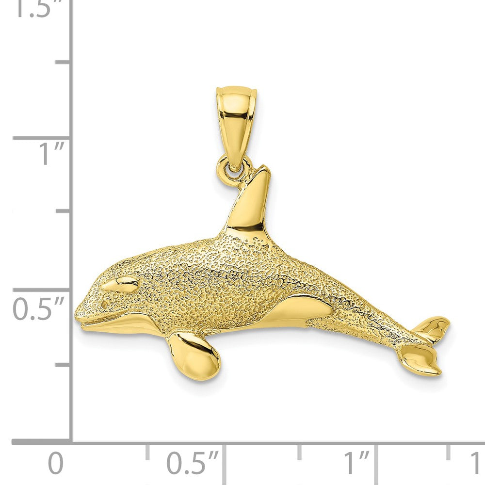 10K Yellow Gold 10K 2-D Textured Orca Whale Charm