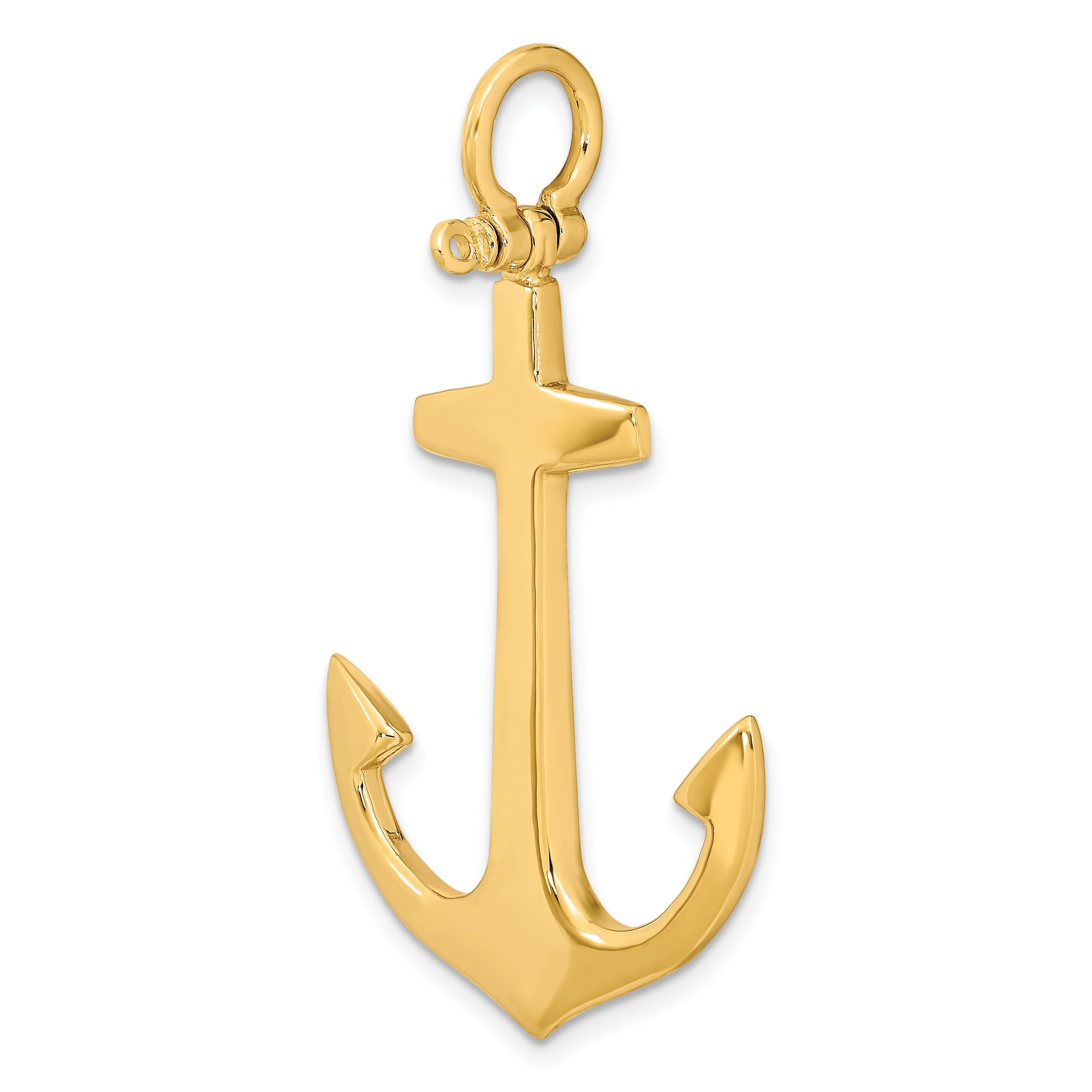 10K Yellow Gold 10K 3-D Polished Large Anchor Charm