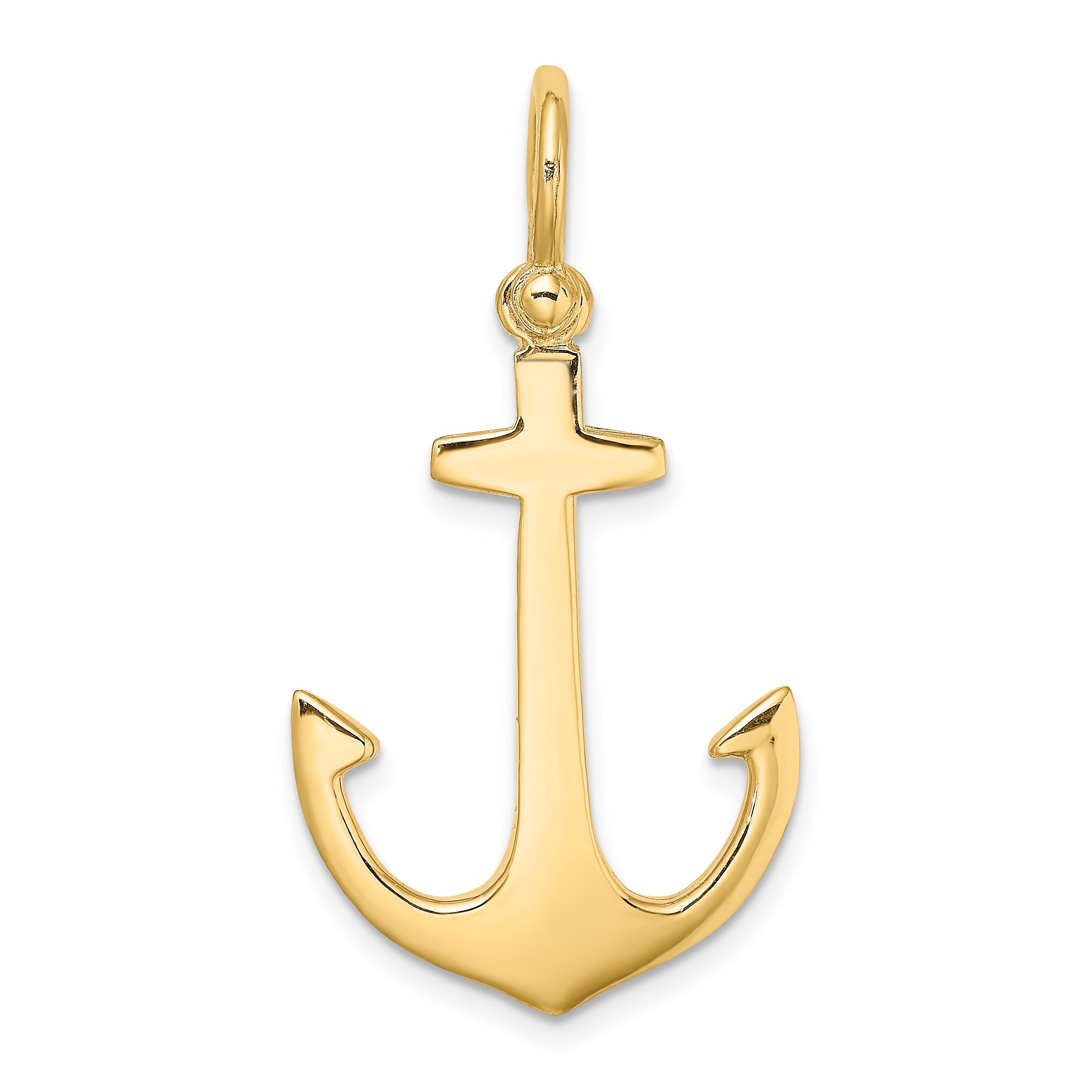 10K Yellow Gold 10K 3-D Polished Anchor Charm