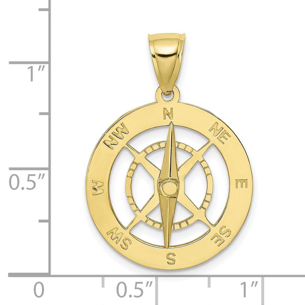 10K Yellow Gold 10K Nautical Compass W/Moveable Needle Charm