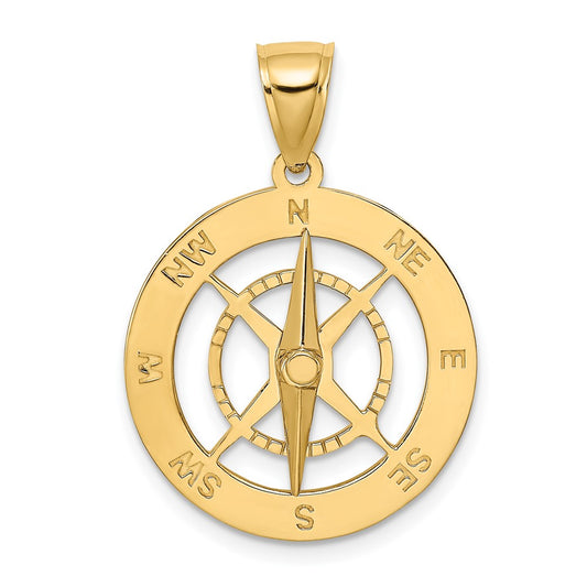 10K Yellow Gold 10K Nautical Compass W/Moveable Needle Charm