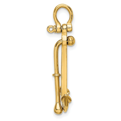 10K Yellow Gold 10K 3-D Polished Anchor 2 Piece And Moveable Charm