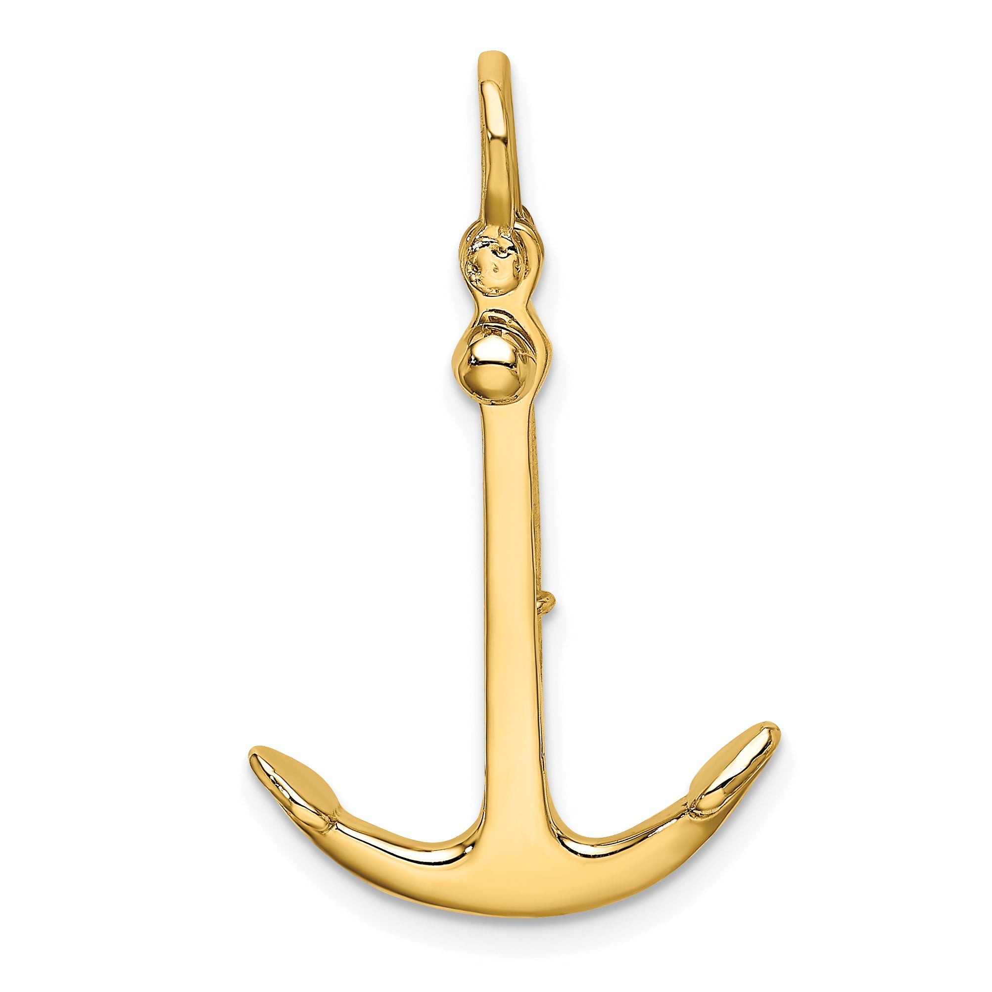 10K Yellow Gold 10K 3-D Polished Anchor 2 Piece And Moveable Charm