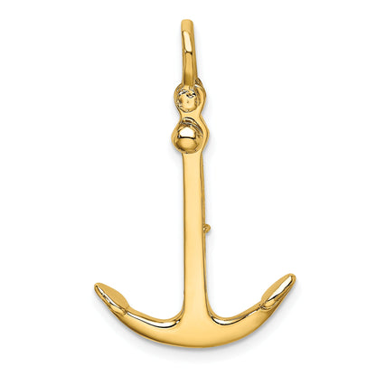 10K Yellow Gold 10K 3-D Polished Anchor 2 Piece And Moveable Charm