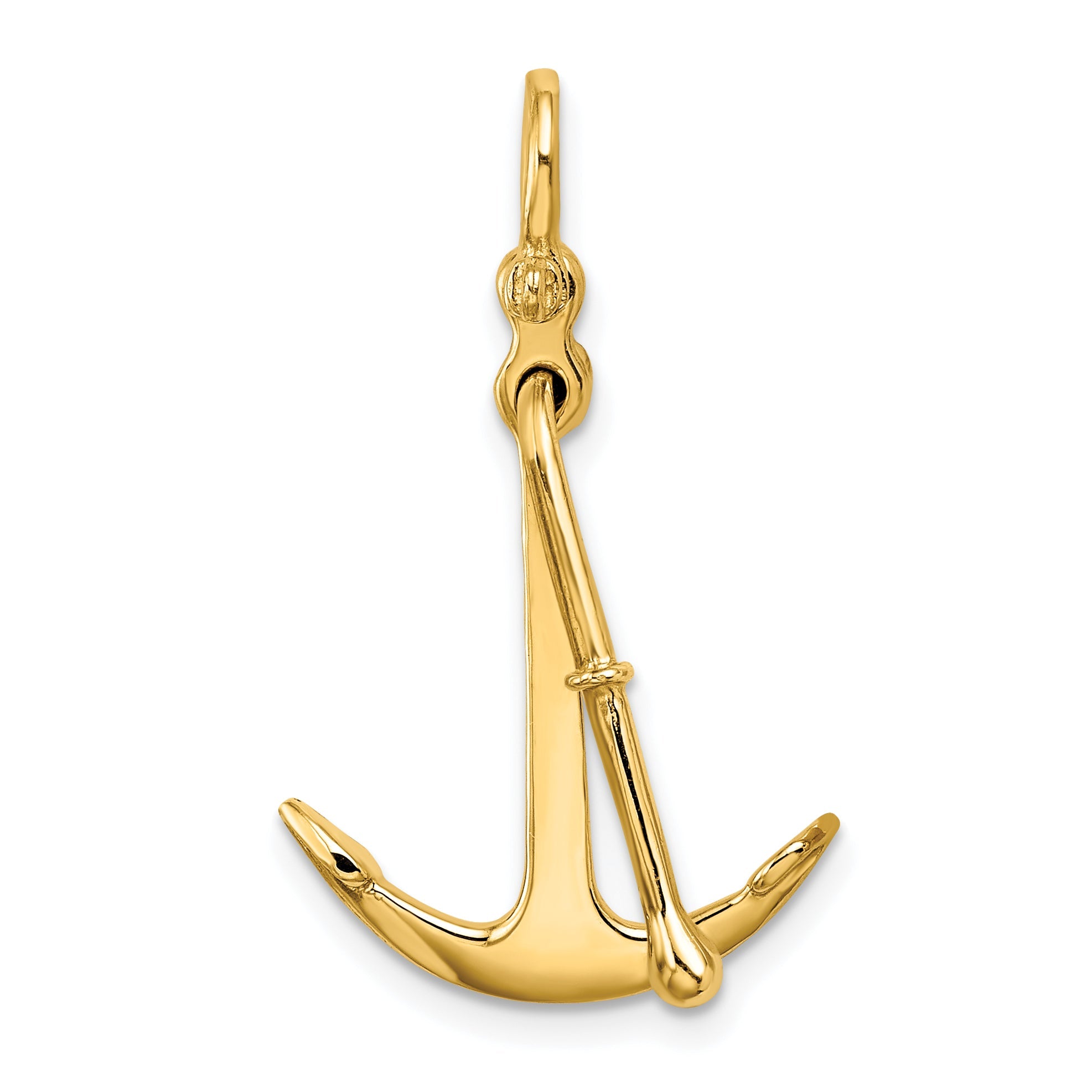 10K Yellow Gold 10K 3-D Polished Anchor 2 Piece And Moveable Charm