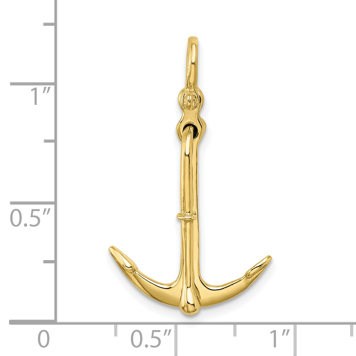 10K Yellow Gold 10K 3-D Polished Anchor 2 Piece And Moveable Charm