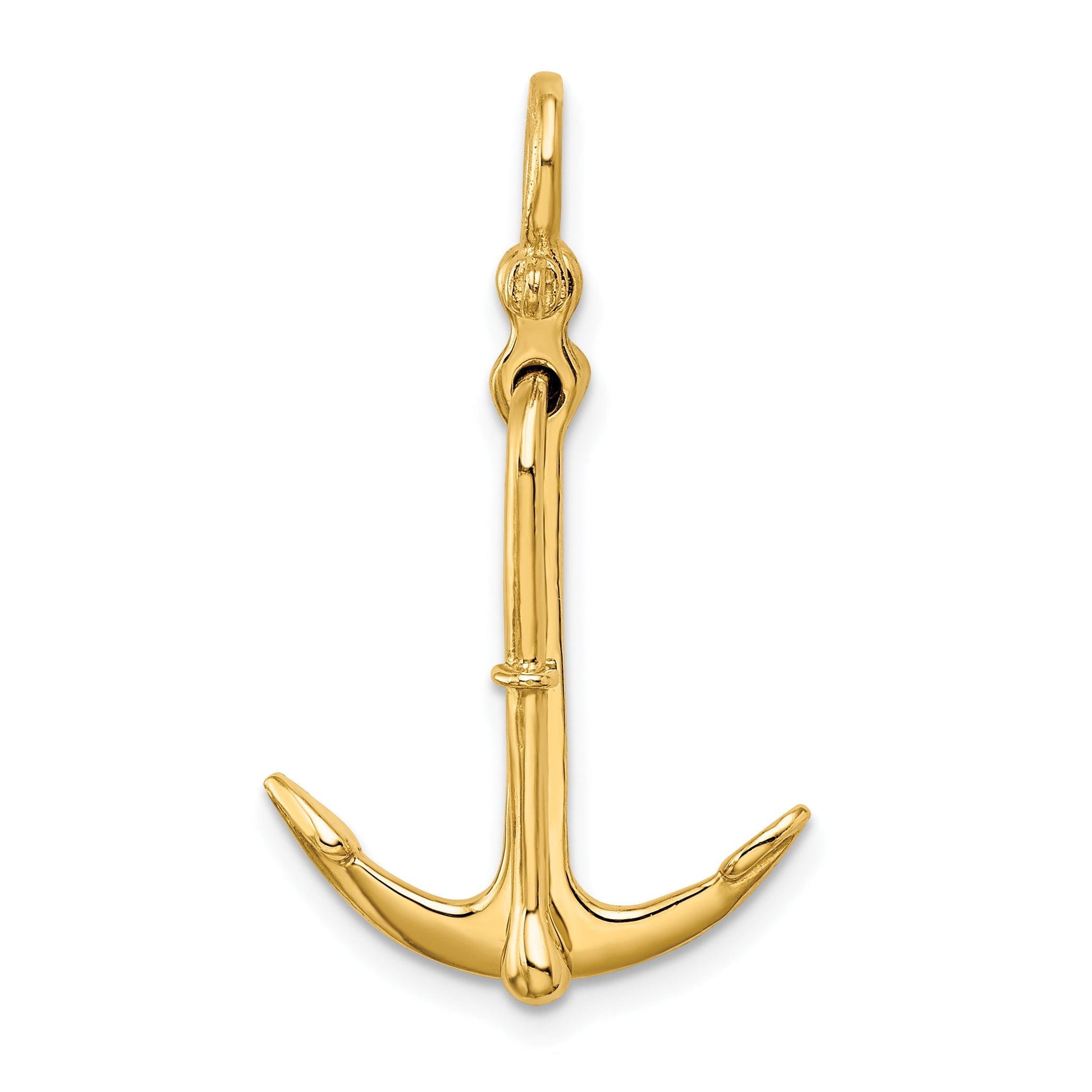 10K Yellow Gold 10K 3-D Polished Anchor 2 Piece And Moveable Charm