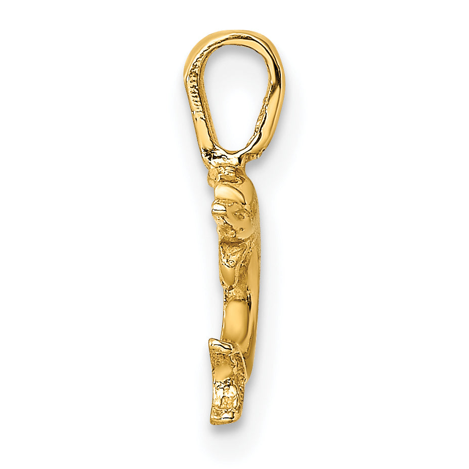 10K Yellow Gold 10K Mini Jumping Dolphin W/ Fixed Bail Charm