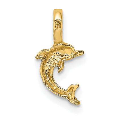 10K Yellow Gold 10K Mini Jumping Dolphin W/ Fixed Bail Charm