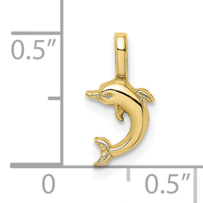 10K Yellow Gold 10K Mini Jumping Dolphin W/ Fixed Bail Charm