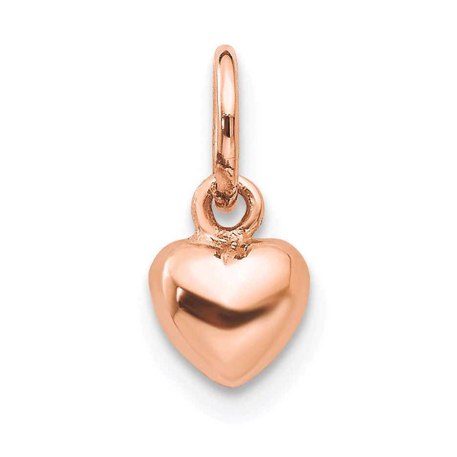10K Rose Gold 10K Polished 3-D Heart Charm