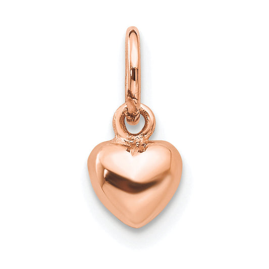 10K Rose Gold 10K Polished 3-D Heart Charm