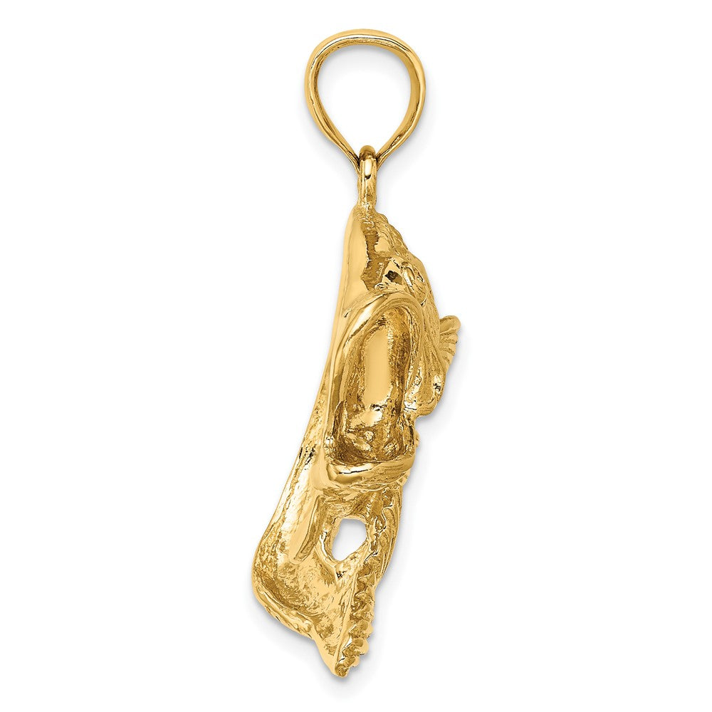 10K Yellow Gold 10K 2-D Bass Fish Jumping Charm
