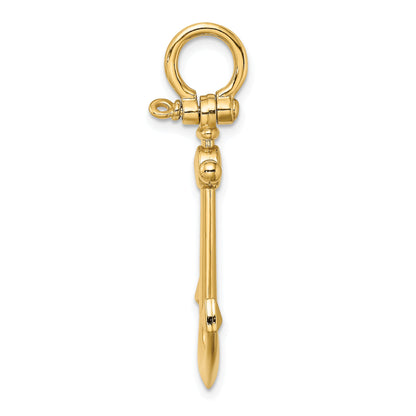 10K Yellow Gold 10K 3-D Small Anchor W/ Shackle Bail Charm