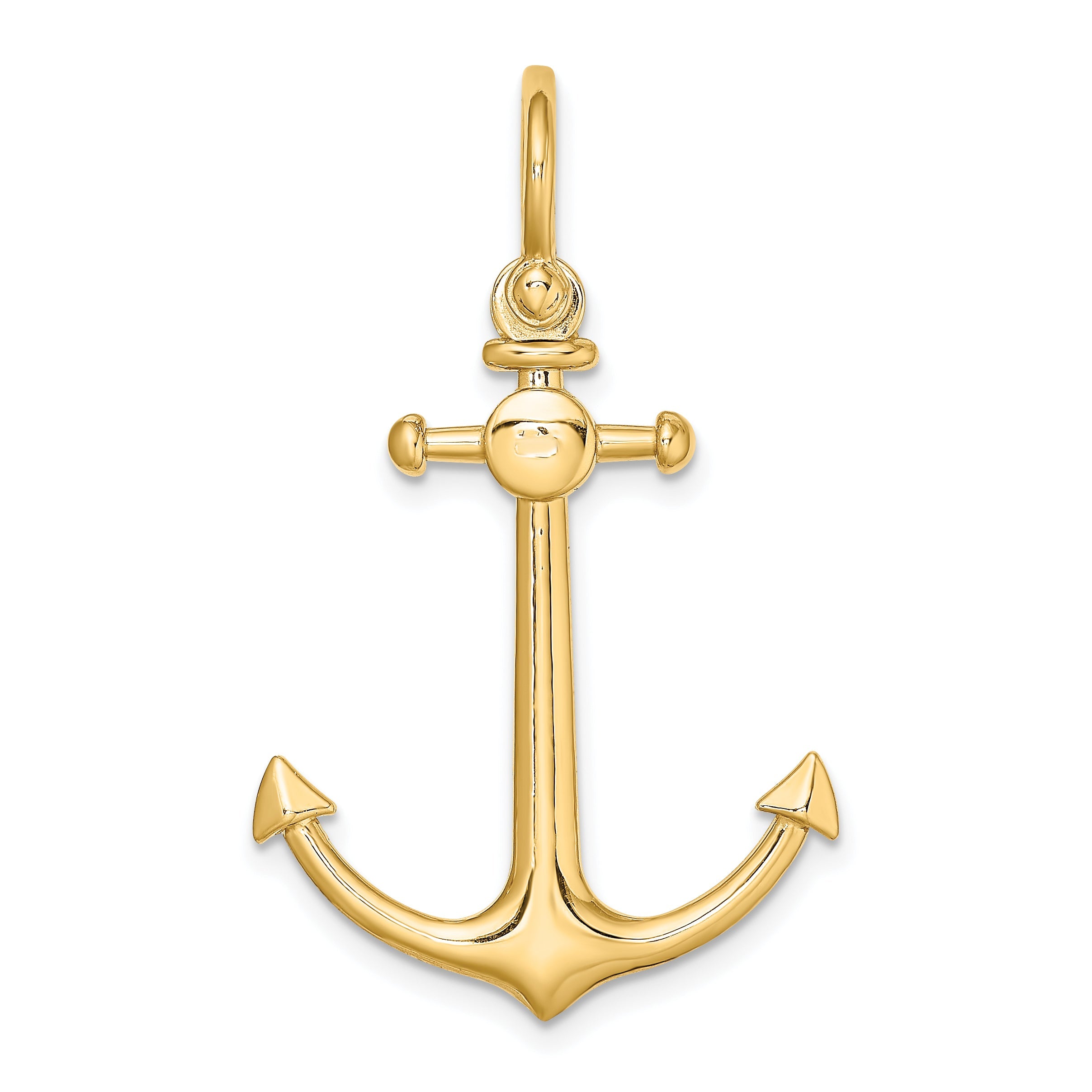 10K Yellow Gold 10K 3-D Small Anchor W/ Shackle Bail Charm