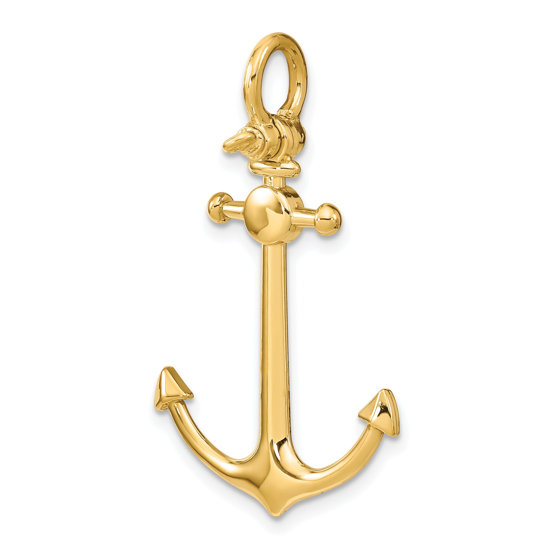 10K Yellow Gold 10K 3-D Small Anchor W/ Shackle Bail Charm