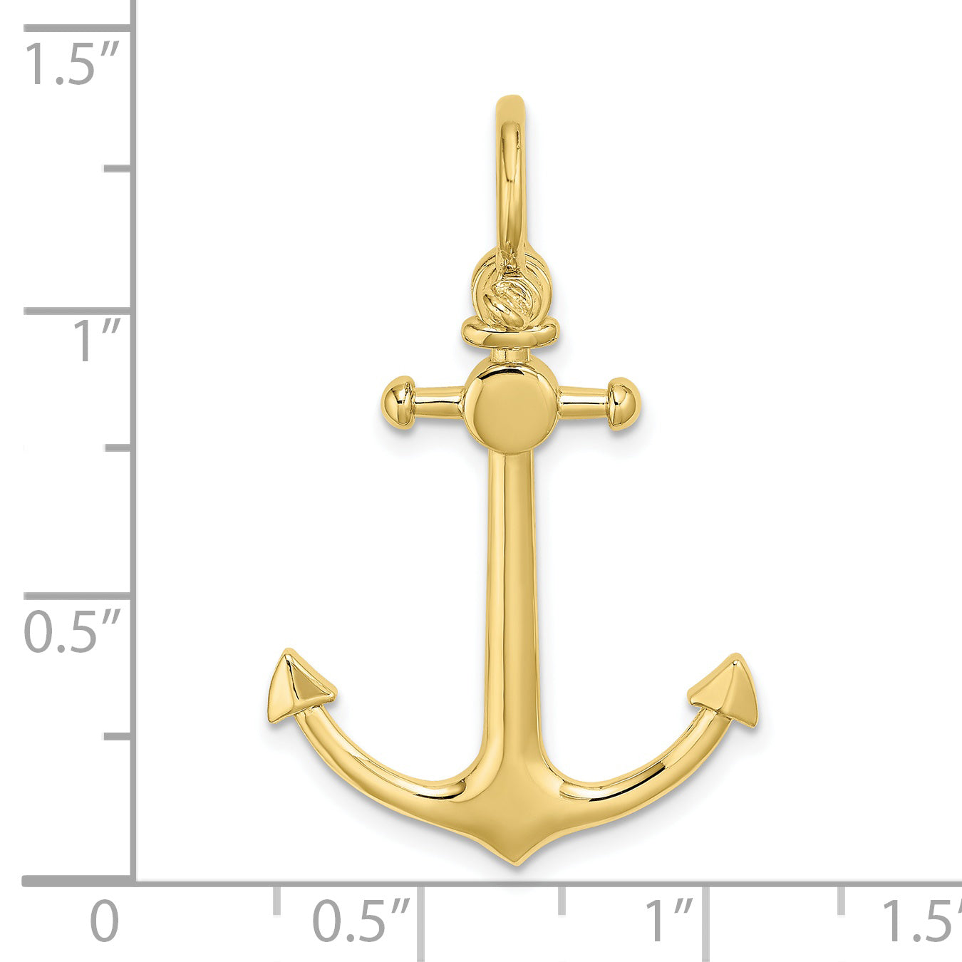 10K Yellow Gold 10K 3-D Small Anchor W/ Shackle Bail Charm