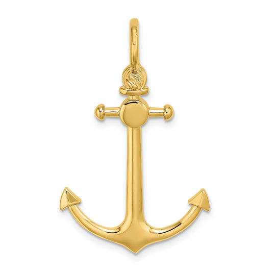 10K Yellow Gold 10K 3-D Small Anchor W/ Shackle Bail Charm