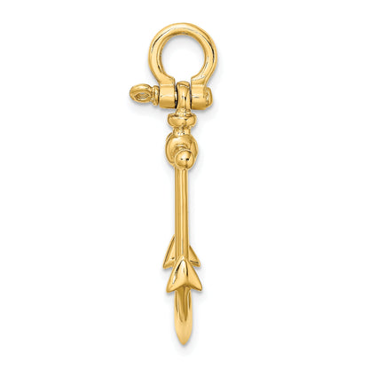 10K Yellow Gold 10K 3-D Anchor W/ Shackle Bail Charm