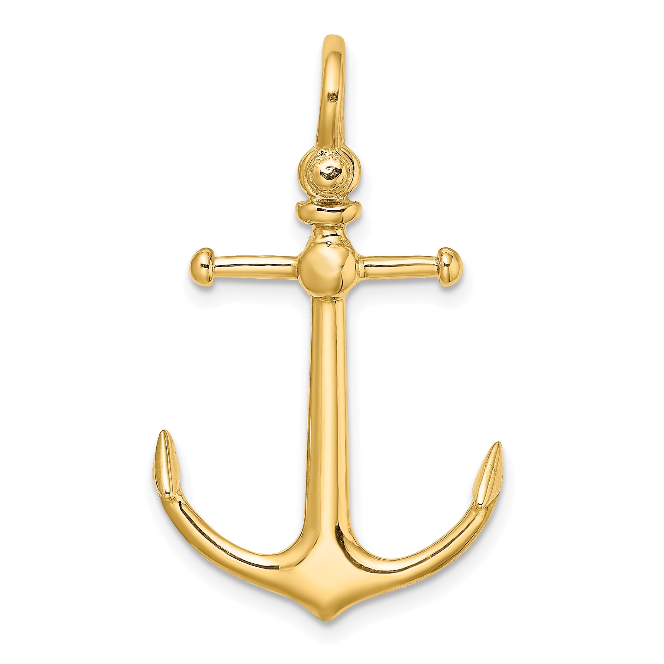 10K Yellow Gold 10K 3-D Anchor W/ Shackle Bail Charm