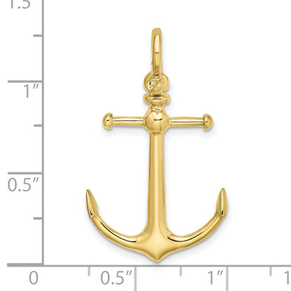 10K Yellow Gold 10K 3-D Anchor W/ Shackle Bail Charm