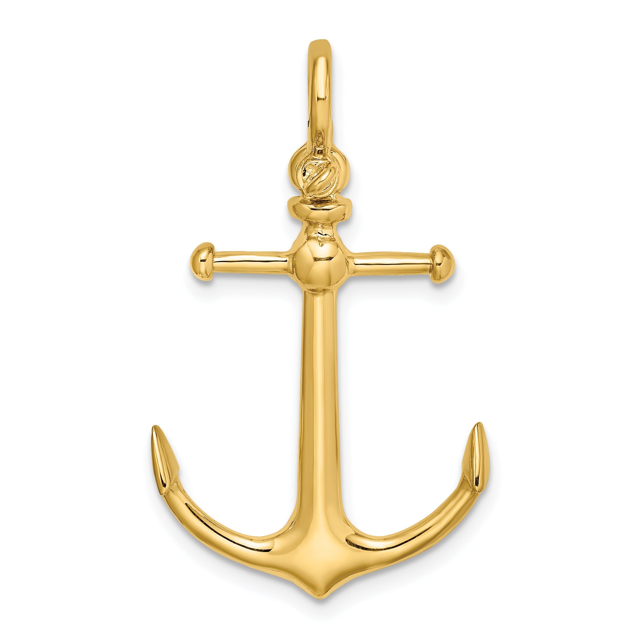 10K Yellow Gold 10K 3-D Anchor W/ Shackle Bail Charm