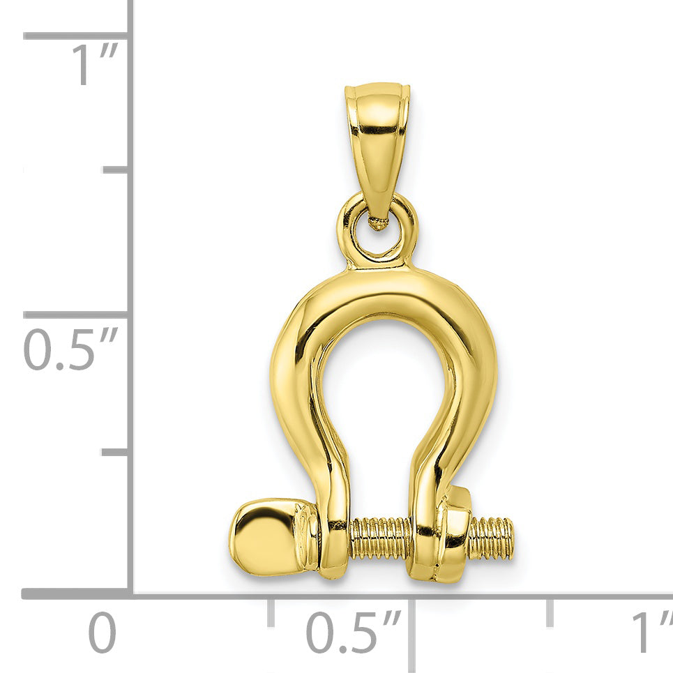 10K Yellow Gold 10K 3-D Medium Shackle Link Screw Charm