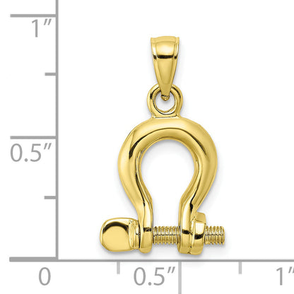 10K Yellow Gold 10K 3-D Medium Shackle Link Screw Charm
