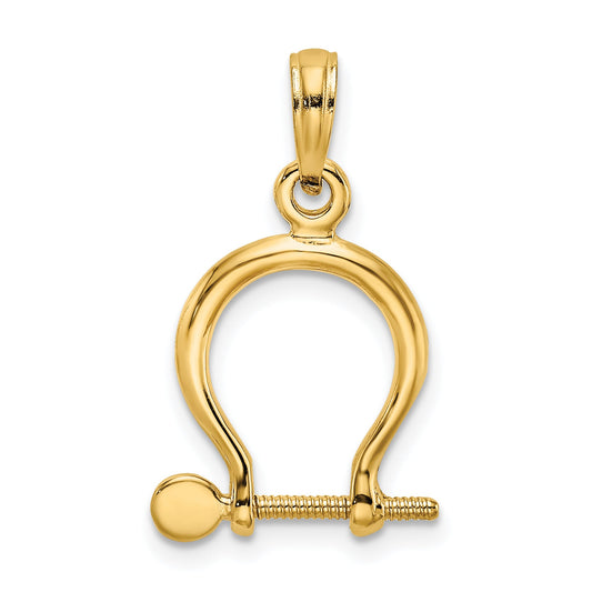 10K Yellow Gold 10K 3-D Small Shackle Link Screw Charm