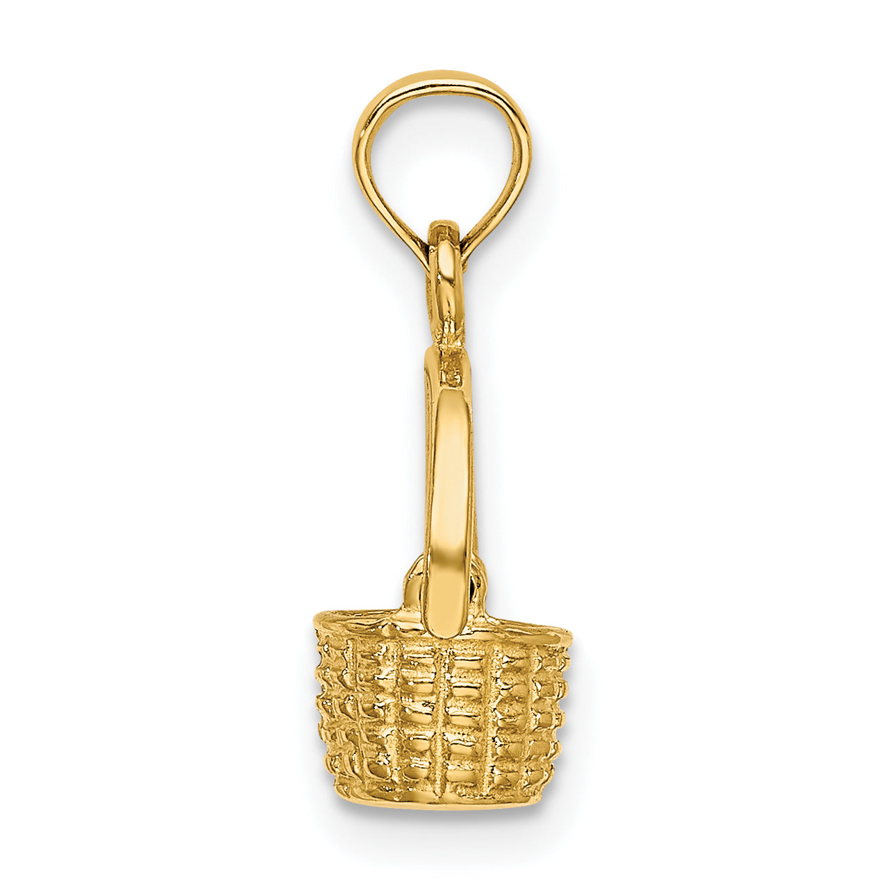 10K Yellow Gold 10K 3-D Moveable Handle Basket Charm