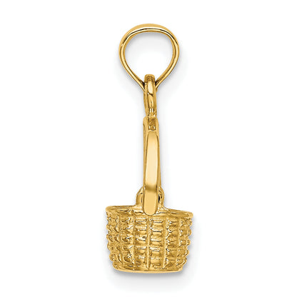 10K Yellow Gold 10K 3-D Moveable Handle Basket Charm
