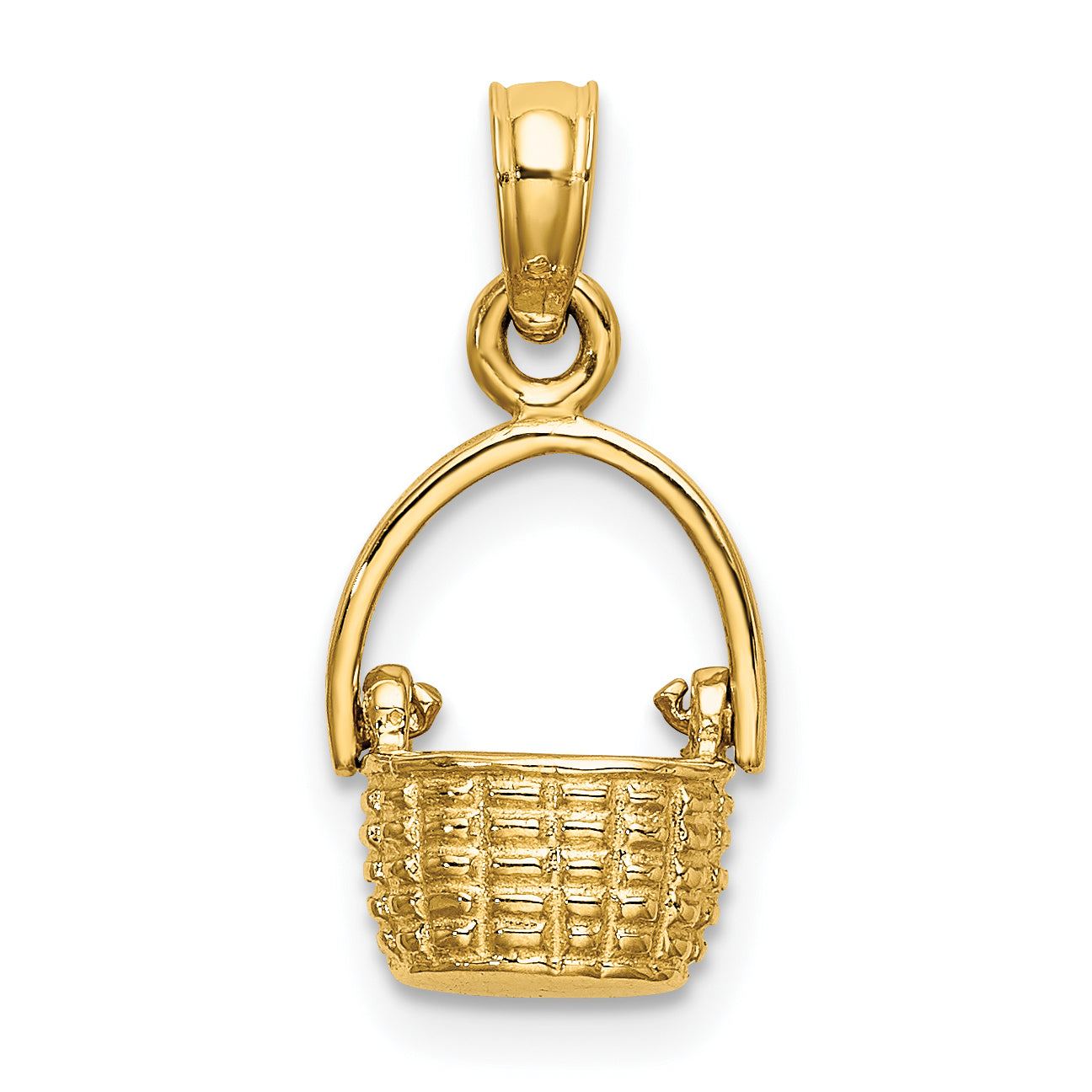 10K Yellow Gold 10K 3-D Moveable Handle Basket Charm