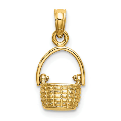 10K Yellow Gold 10K 3-D Moveable Handle Basket Charm