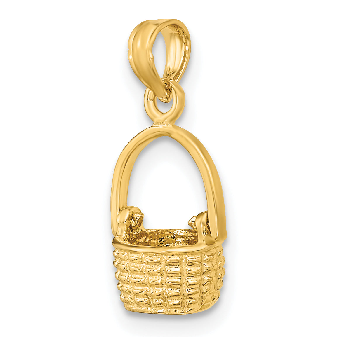 10K Yellow Gold 10K 3-D Moveable Handle Basket Charm