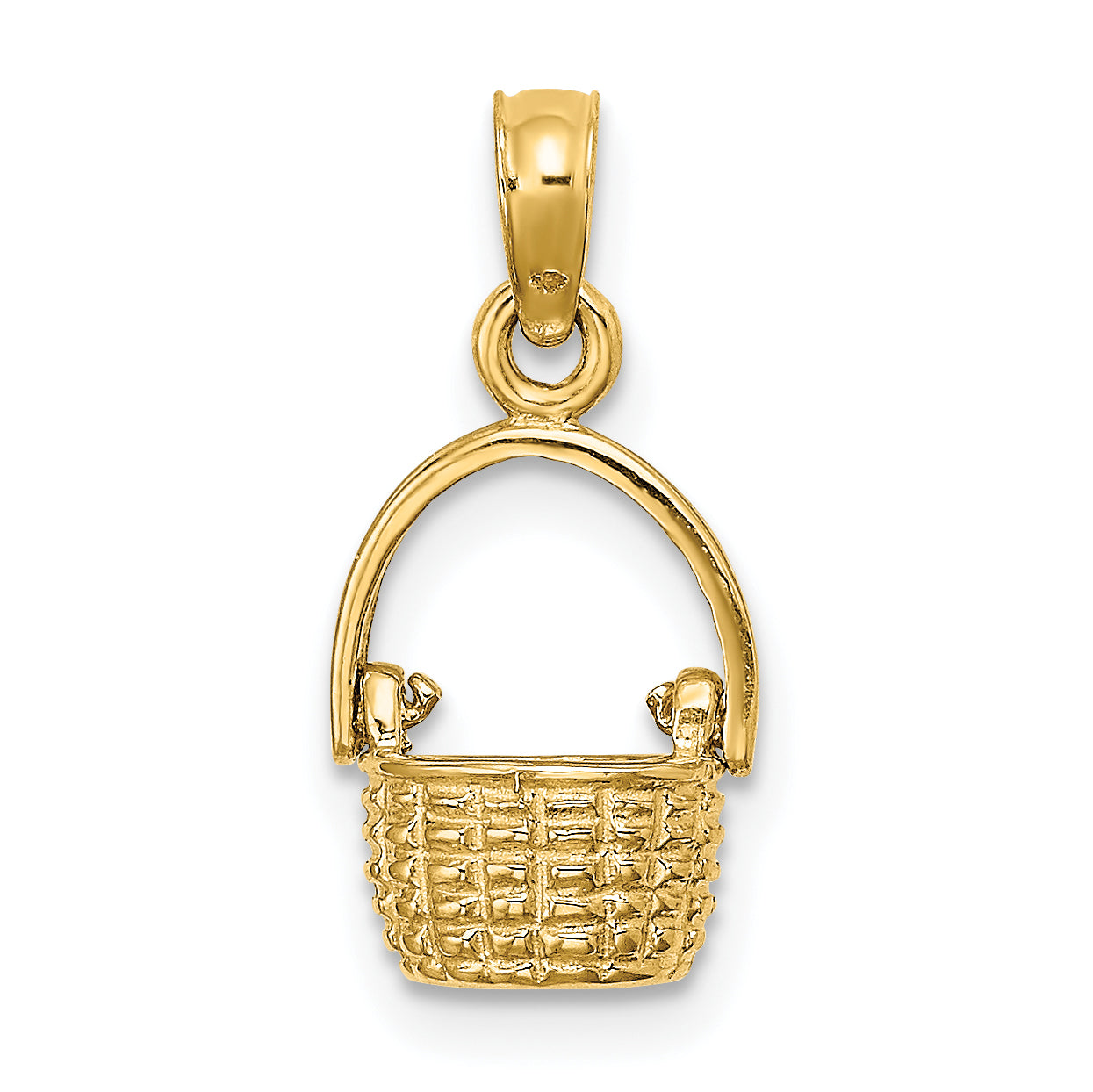 10K Yellow Gold 10K 3-D Moveable Handle Basket Charm