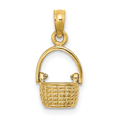 10K Yellow Gold 10K 3-D Moveable Handle Basket Charm