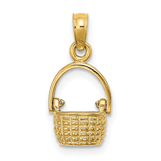 10K Yellow Gold 10K 3-D Moveable Handle Basket Charm