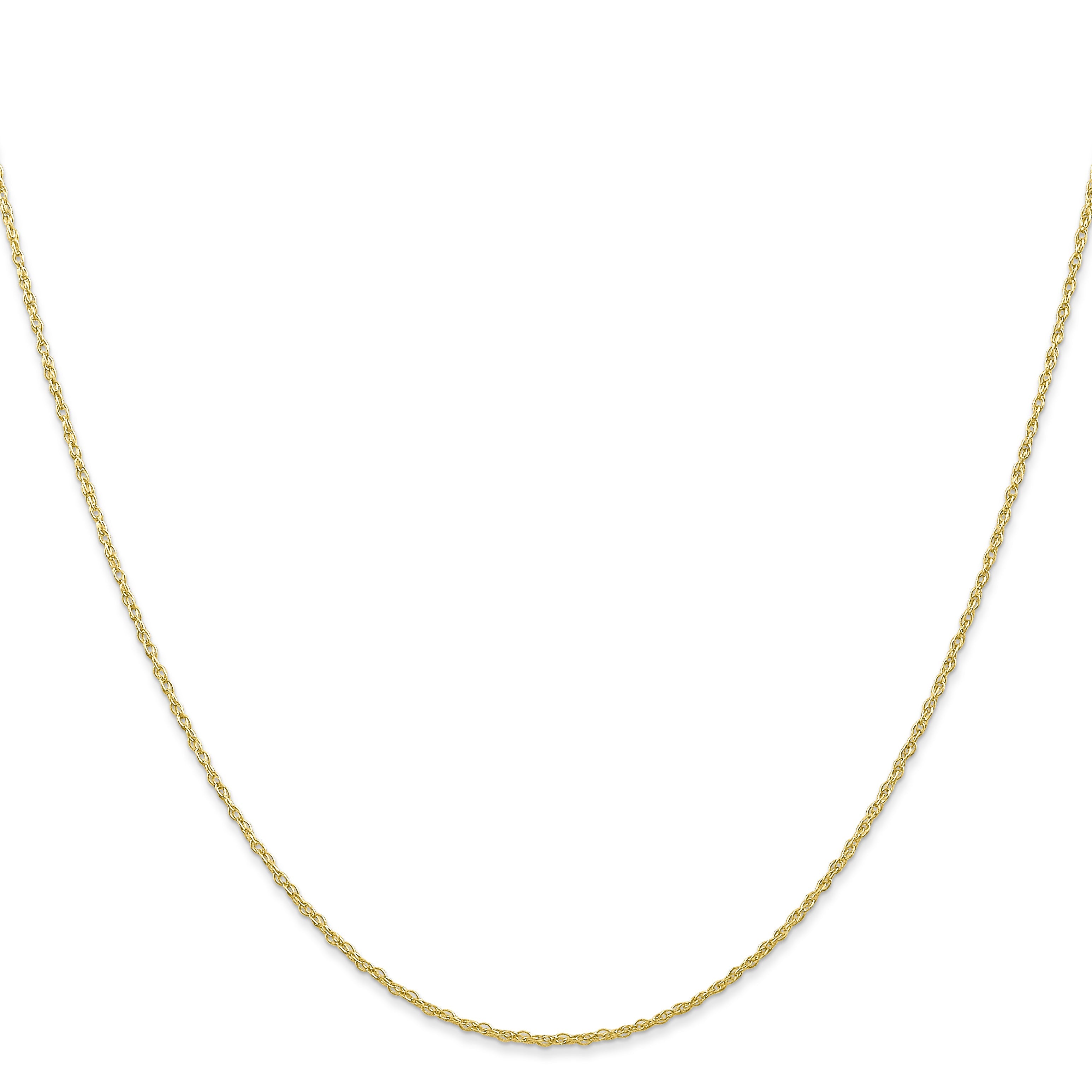 2 Inch 10K Yellow Gold .7mm Carded Cable Rope Chain Necklace
