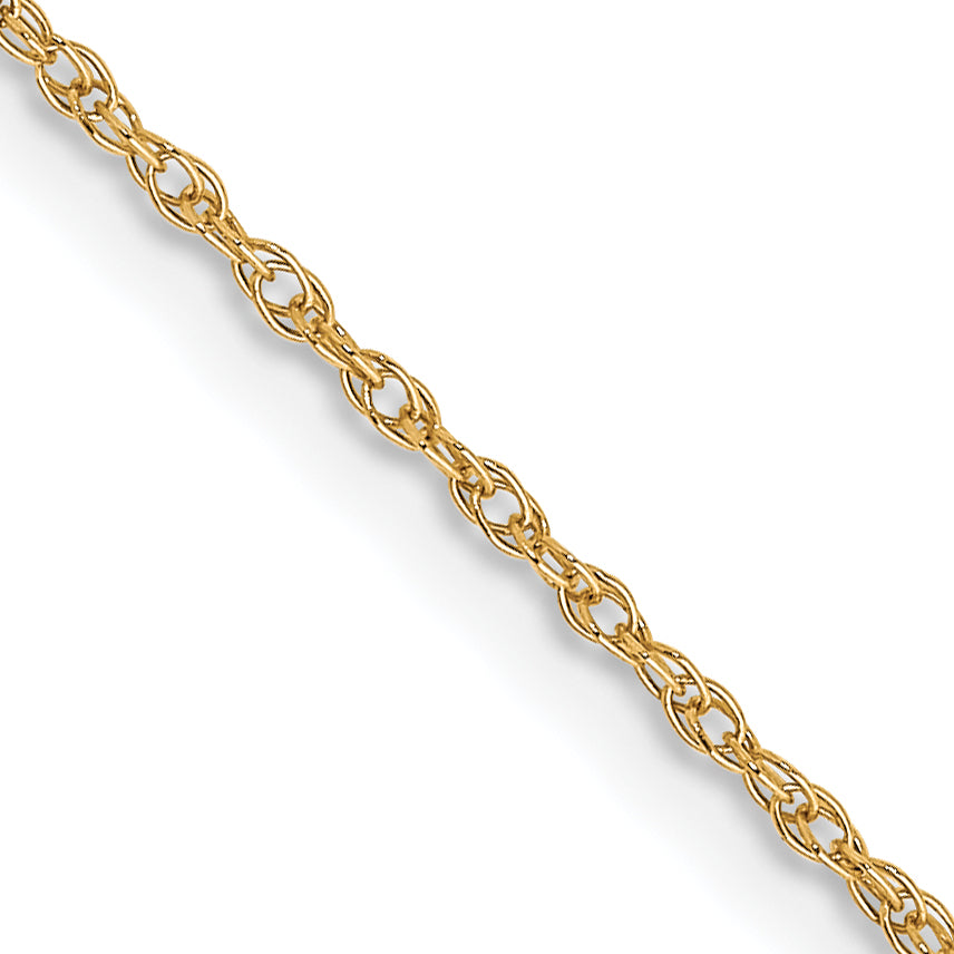 2 Inch 10K Yellow Gold .7mm Carded Cable Rope Chain Necklace