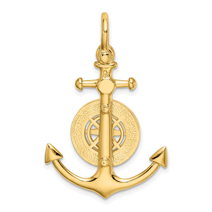 10K Yellow Gold 10K 3-D Small Anchor W/ Nautical Compass Charm