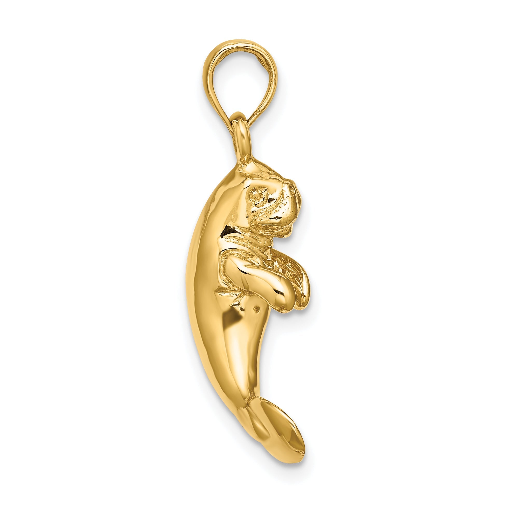 10K Yellow Gold 3-D Polished Manatee Charm