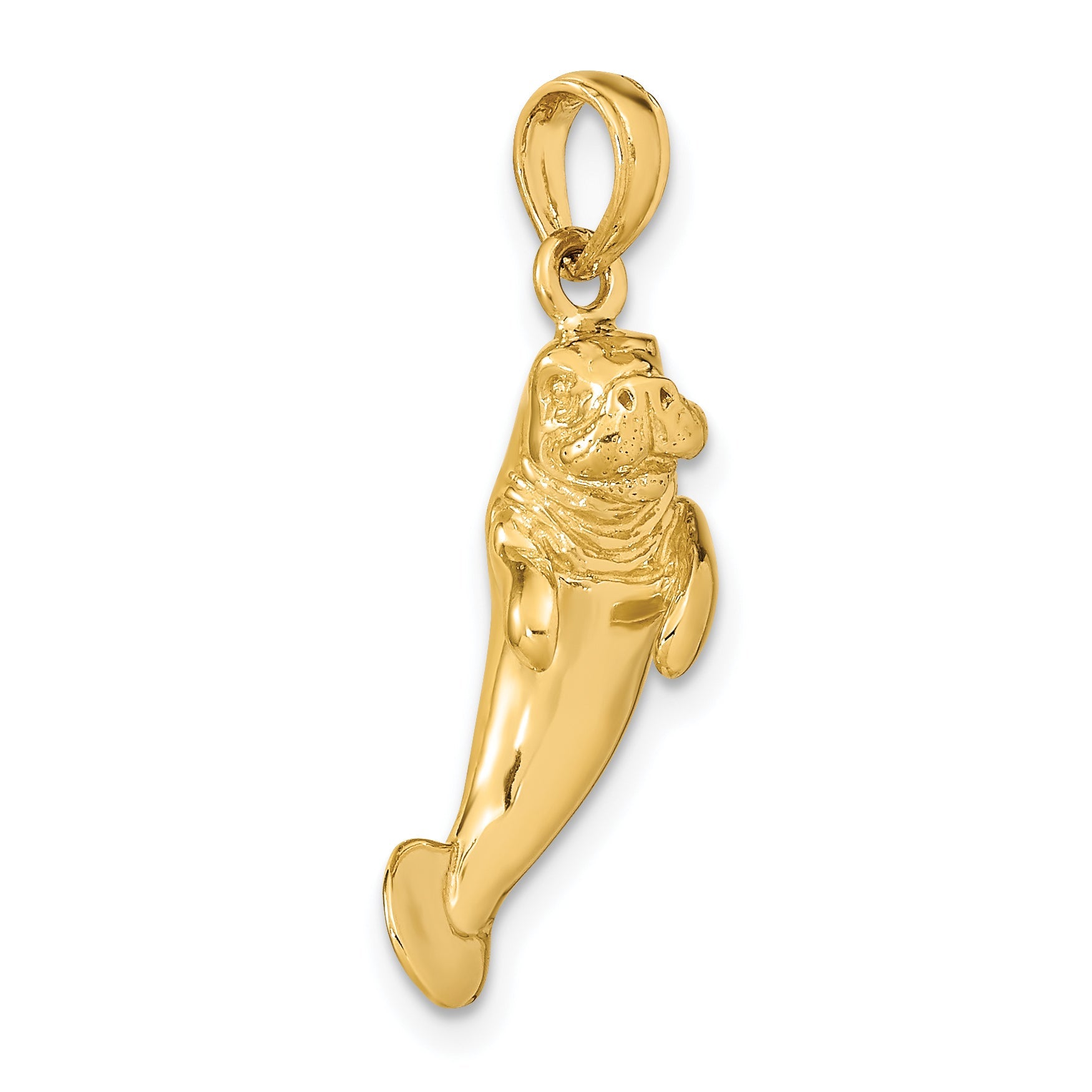 10K Yellow Gold 3-D Polished Manatee Charm