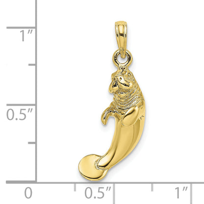 10K Yellow Gold 3-D Polished Manatee Charm