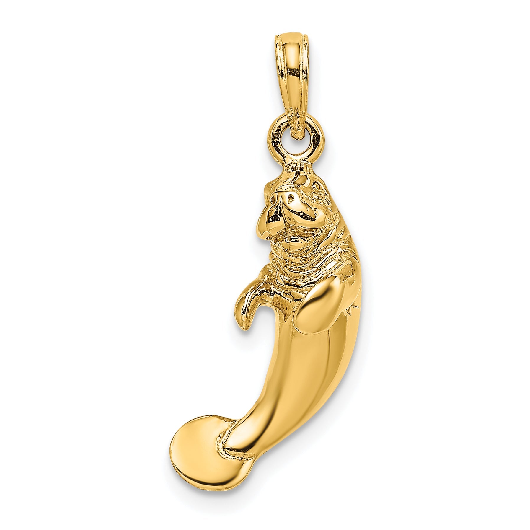 10K Yellow Gold 3-D Polished Manatee Charm